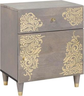 vidaXL Bedside Cabinet Grey 50 x 33 x 60 cm Solid Mango Wood vidaXL