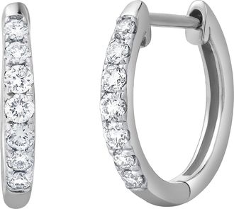 LuvMyJewelry Elina 0.3 Cts 14K Gold Diamond Huggie Hoop Earrings