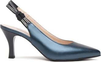 Nero Giardini Schoenen, Dames, Blauw, 39 EU, Blauwe Gelamineerde Slingback Sandalen