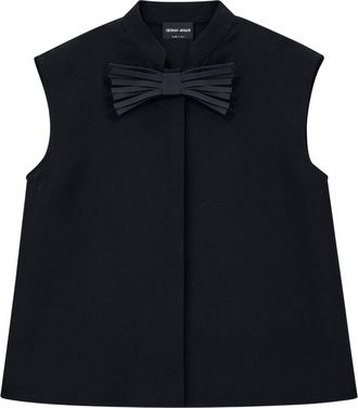 Giorgio Armani Silk Cady Mandarin Collar Shirt