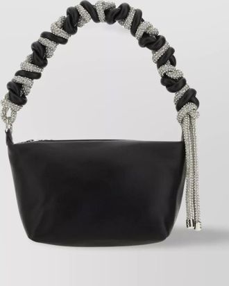 Kara embellished handle structured leather clutch