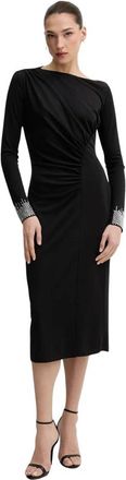 Liu Jo Midi gebreide jurk met strass - Dames - Casual kleedjes - Zwart - XS - Polyester - Kleedjes