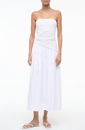 Staud Nia Strapless Midi Dress in White at Nordstrom, Size X-Small