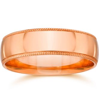 Pompeii3 5mm Milgrain 14K Rose Gold Polished Wedding Band Size Selectable
