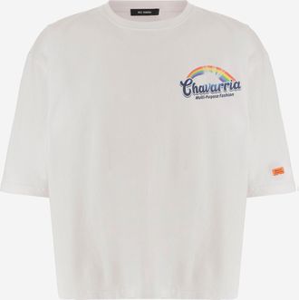 Willy Chavarria Baumwoll-T-Shirt mit Regenbogendruck