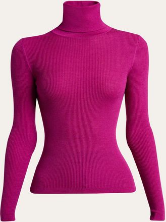 Saint Laurent Cashmere-Wool Ribbed Turtleneck Sweater