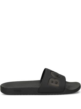 BOSS Italian-made slides with large logo detail - men - Polyester/Polyurethane/PVC/PVC/Thermoplastic Polyurethane (TPU) - 41 - Black