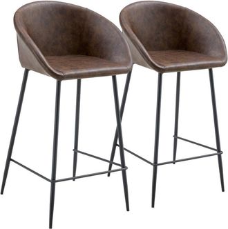 Happy Garden Happy Garden - Lote de 2 taburetes de bar achille de polipiel marrón