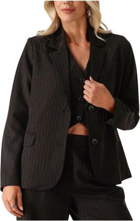 Envii Zwarte Blazer met Gouden Streep - Dames - Blazers - Zwart - S - Katoen - Jassen