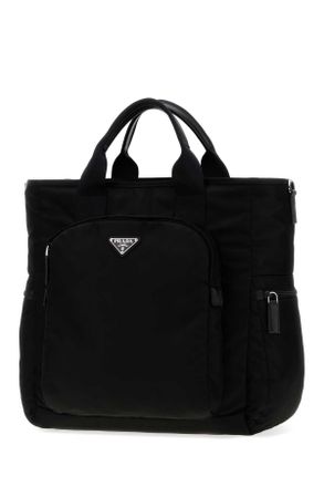 Prada Mens Black Fabric Shopping Bag Nero Borse A Mano