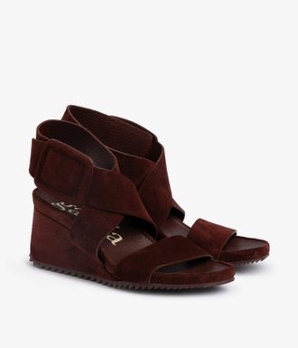 Pedro Garcia Burgundy suede wedge with ankle strap |Cande | Spring Summer 26 | PEDRO GARCIA