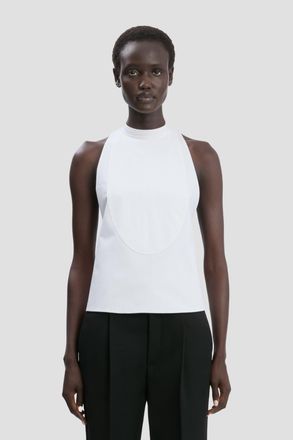 Victoria Beckham Backless Bib Top In White - 10 - Womens