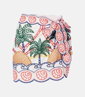 Farm Rio Gonna a portafoglio in cotone sangallo