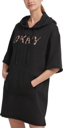 DKNY Activewear Sport Printed Logo Hoodie Dress In Black