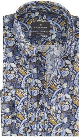 Casamoda Casa Moda overhemd blauw geprint 100% katoen casual fit