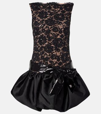Self Portrait Lace and taffeta minidress