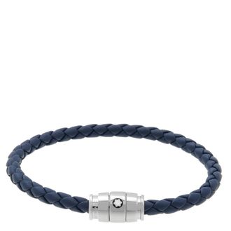 Montblanc Montblanc Blue Woven Leather Bracelet, Size 60