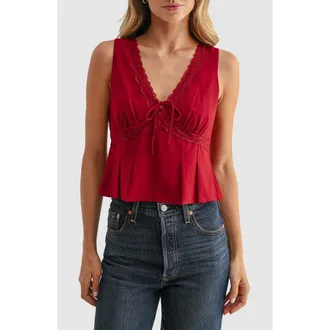 All in Favor Pleated V-Neck Blouse in Burgundy at Nordstrom, Size Medium