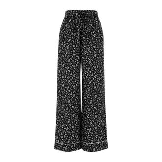 Dolce & Gabbana Gedrukte Zijden Pyjamabroek - Dames - Broeken - Zwart - Maat: L Zijde