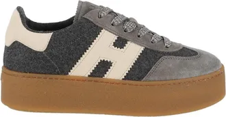 Hogan Grey Textured Cream Accent Low-Top Sneakers