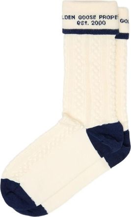 Golden Goose Sokken Hoge Rib/Vlecht/ Jacquard Logo - unisex - Sokken - Beige - M - Katoen - Ondergoed