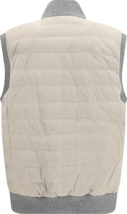 Brunello Cucinelli Mens Padded Vest English White+panama Blazers E Vests