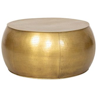 Wanderlust Deco Mesa De Centro De Metal Dorada 80x80x45h Cm