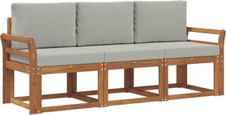 vidaXL Conjunto De Sof&aacute;s De Exterior 3 Uds. Gris Natural Y Claro Vidaxl