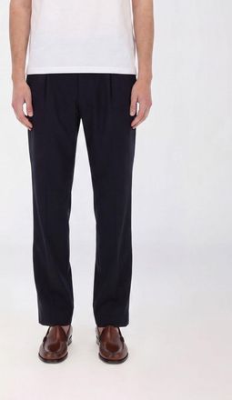 Herno Pantaloni slim fit in misto lana con pince e tasche a filetto