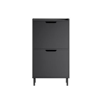 SoBuy Zapatero estrecho con 2 solapas madera negro