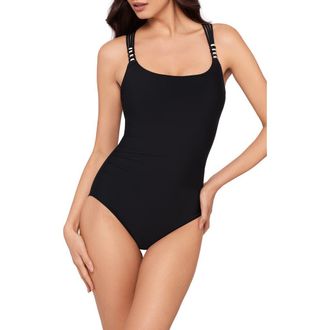 Magic Suit By Miraclesuit Rene Beaded Strappy Underwire One-Piece Swimsuit in Black at Nordstrom, Size 12