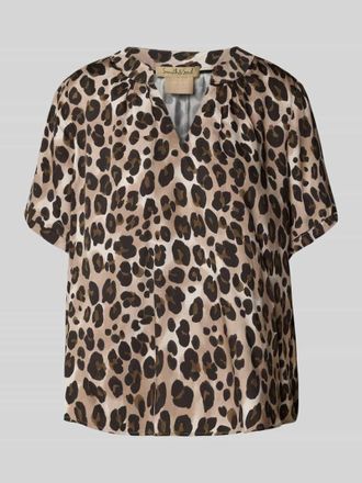 Smith & Soul Regular Fit Bluse aus Viskose mit V-Ausschnitt in Beige, Gr&ouml;&szlig;e XXL