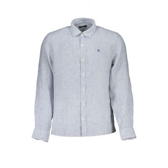 North Sails Blue Linen Men Mens Shirt