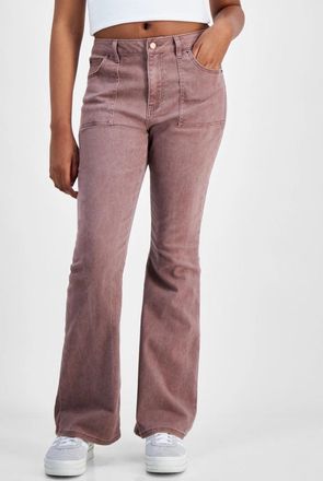 Tinseltown Jeans Womens 11x30 Brown Denim Utility Pocket Flared Leg PALL416