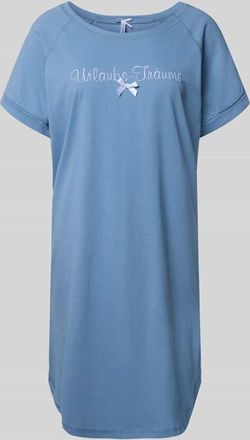 Louis & Louisa Nachthemd mit Stitching Modell Urlaubstr&auml;ume in Blau, Gr&ouml;&szlig;e XXL