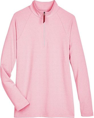 Devon & Jones Womens CrownLux PerformanceClubhouse Micro-Stripe Quarter-Zip Pullover