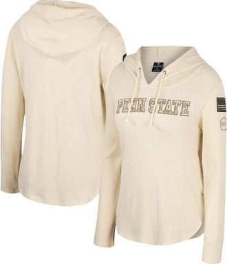 Colosseum Womens Colosseum Cream Penn State Nittany Lions OHT Military Appreciation Casey Raglan Long Sleeve Hoodie T-Shirt at Nordstrom, Size Large