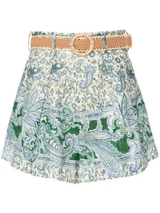 Zimmermann Womens Ottie Tuck Linen Shorts