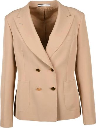 Tagliatore Giacca Doppiopetto - Dames - Blazers - Beige - L - Leer - Jassen