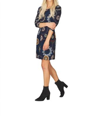 Papillon Medallion Print Dress In Navy