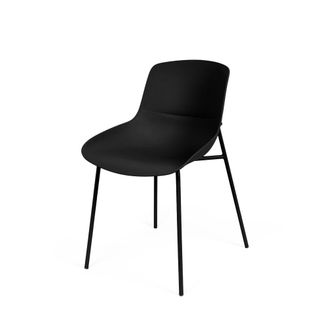 Koketto Home Silla color negro asiento de polipropileno y patas metalicas