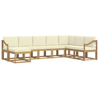 vidaXL Conjunto De Sof&aacute;s De Exterior Con Coj&iacute;n 8 Pcs Blanco Y Crema Vidaxl