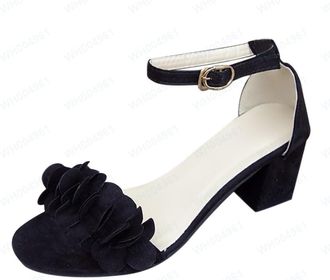 Generic Square Heel Sandals For Women Elegant Dressy Sandal Open Toe Sandals Floral Embellished Sandal Fashion Slingback Buckle Shoes Comfortable Walking Shoe