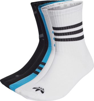 adidas originals Stripe Logo Knit Sports Mid Tops Socks Unisex 1 3 Pairs White / Black / Blue HL9290