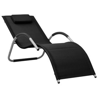 vidaXL Tumbona De Textilene Negro Y Gris Vidaxl