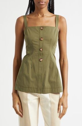 Veronica Beard Kariselle Button-Front Top in Army at Nordstrom, Size 10