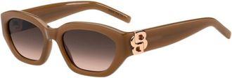 BOSS Tan-acetate sunglasses with Double B monogram