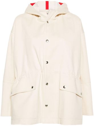 Plan C hooded twill parka jacket - women - Polyurethane/Cotton/Polyester - S - Neutrals