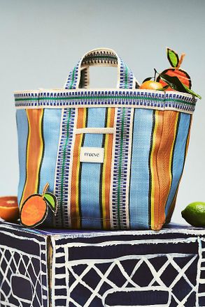 Maeve Striped Mesh Tote Bag