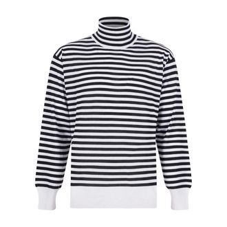 Ami Maglione a collo alto a righe bianco e nero - - Knitwear - Uomo - Bianco - S